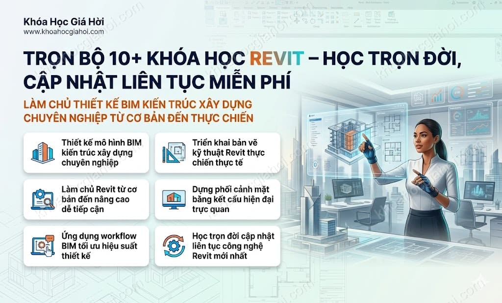 Trọn Bộ 10+ Khóa Học Revit – Học Trọn Đời, Cập Nhật Liên Tục Miễn Phí