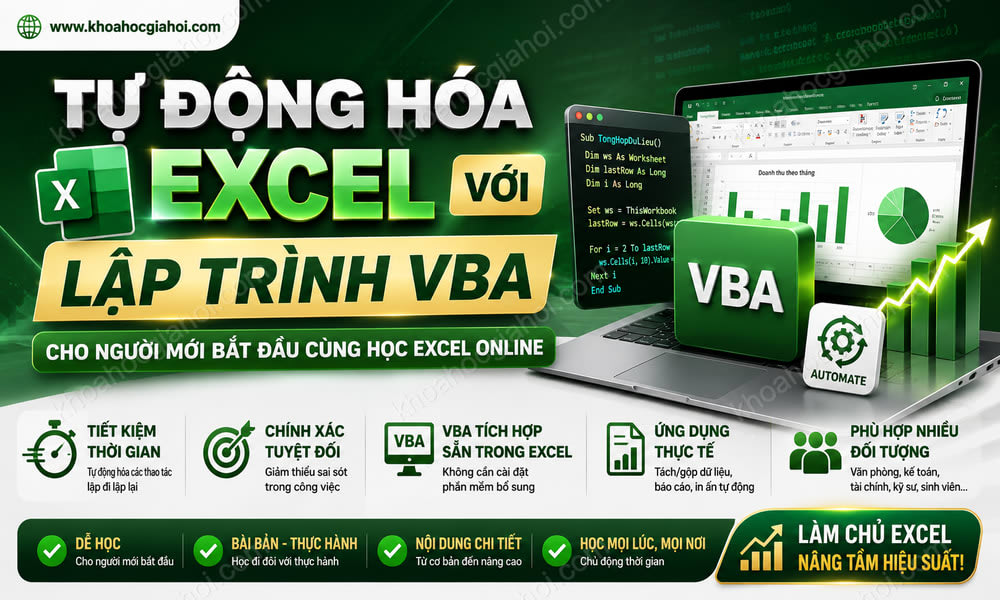 Tự Động Hóa Excel Với Lập Trình Vba Cho Người Mới Bắt Đầu Cùng Học Excel Online