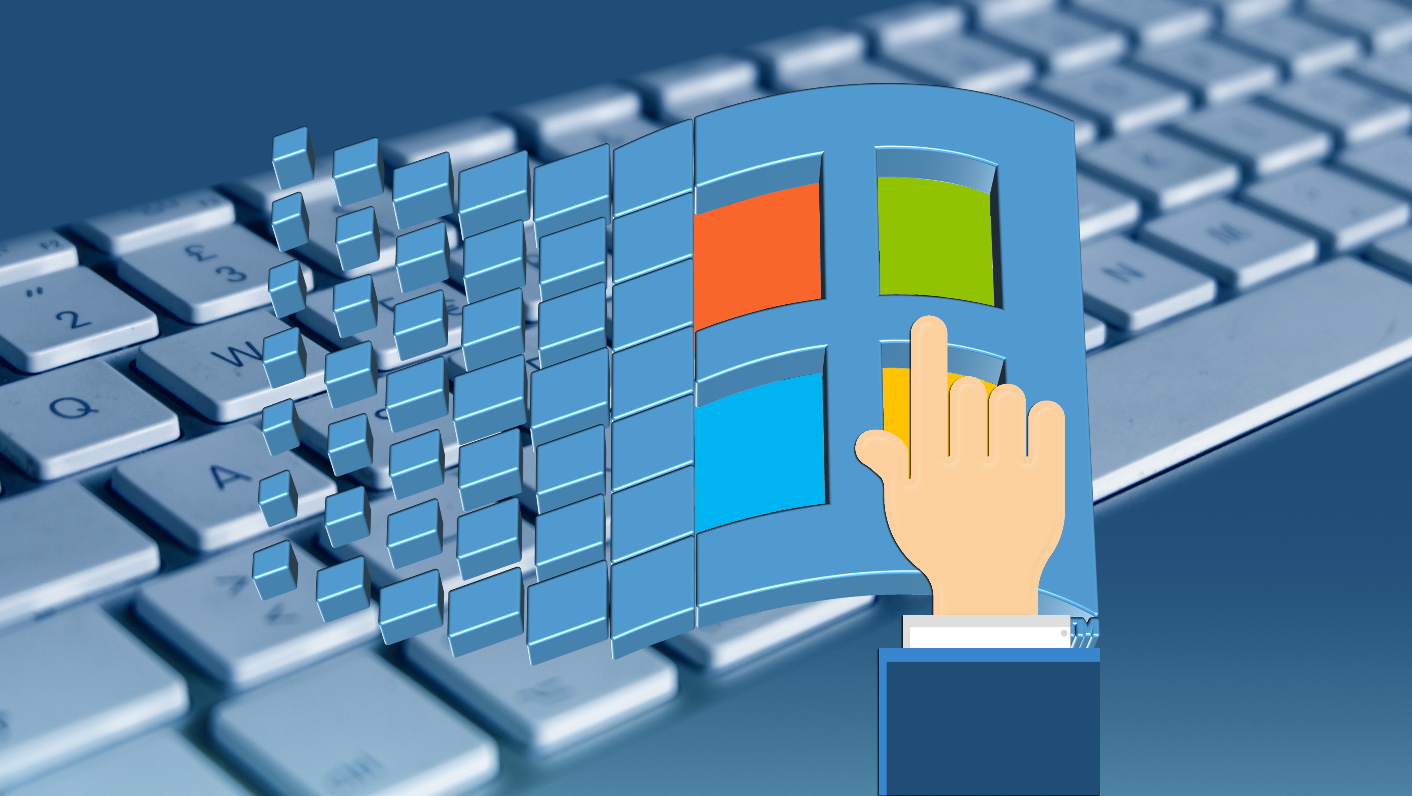 Microsoft 365 outage causing business downtime with Windows interface and computer keyboard