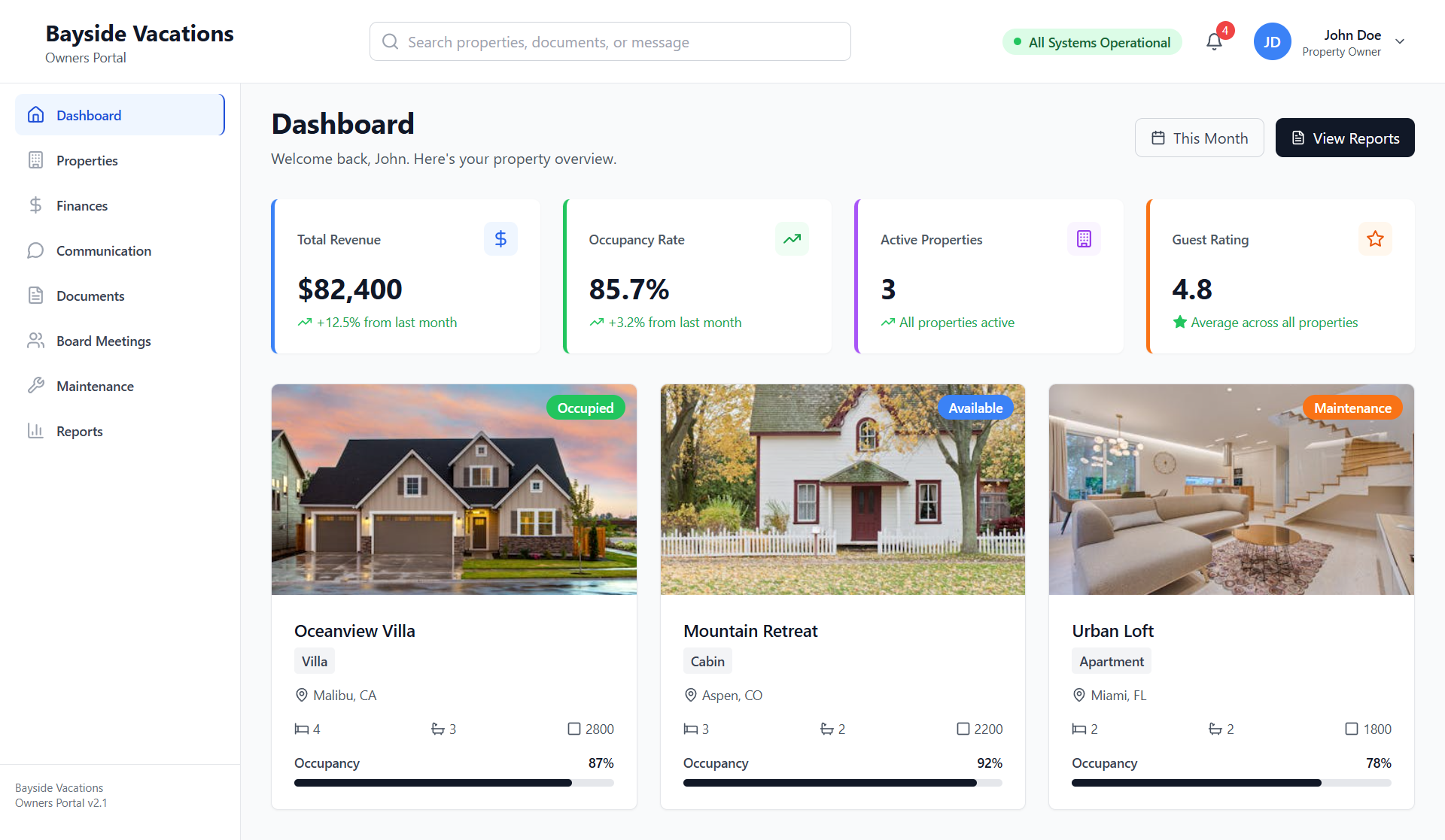Bayside Vacations Owners Portal
