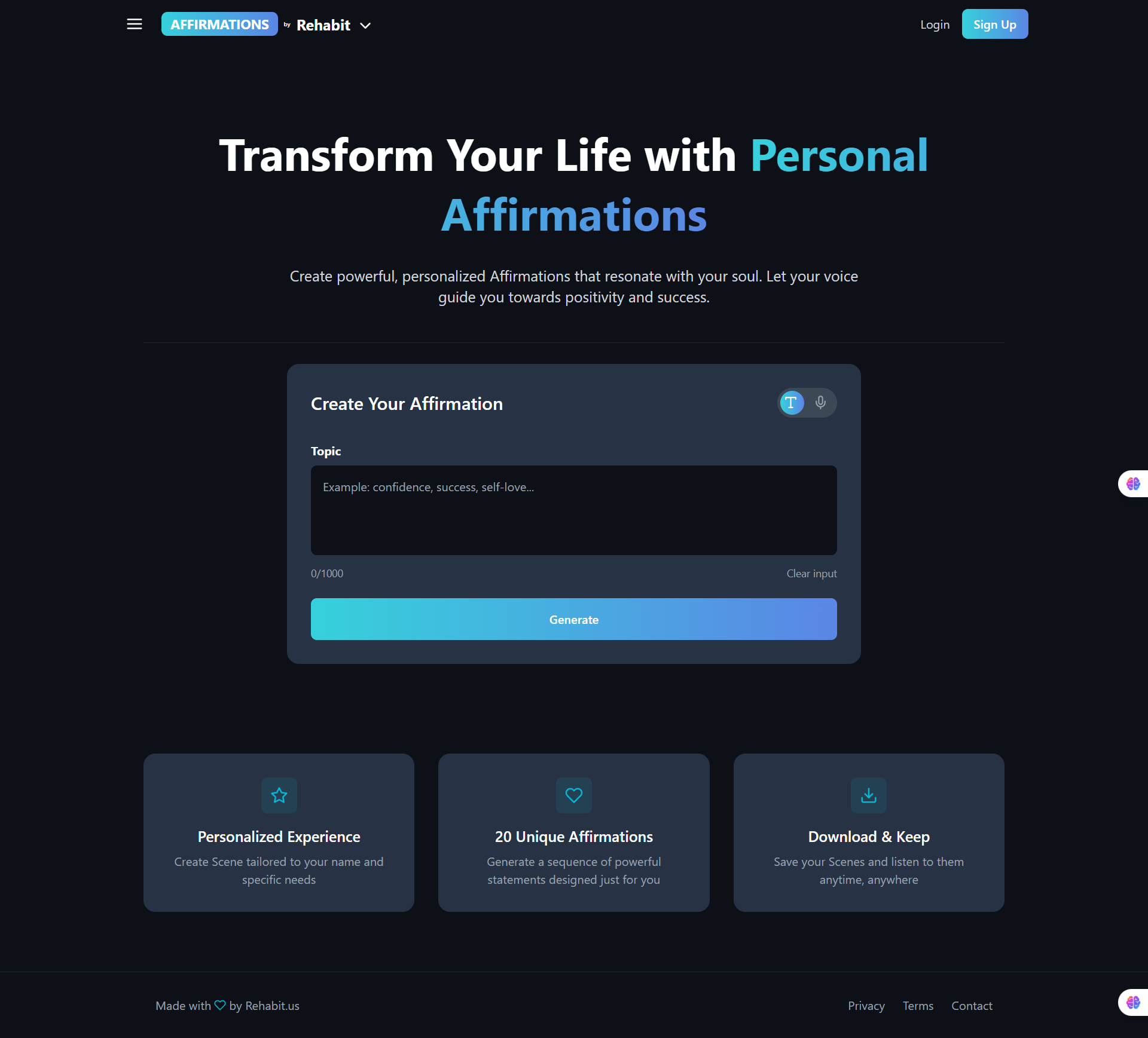 Meditations/Affirmations App
