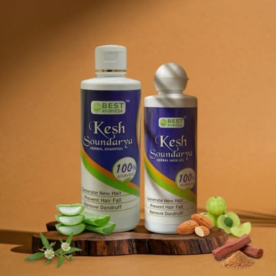 Keshsoundarya Herbal Hair Oil 250ml & Herbal Shampoo 250ml - Authentic Ayurvedic Wellness - Best Ayurveda