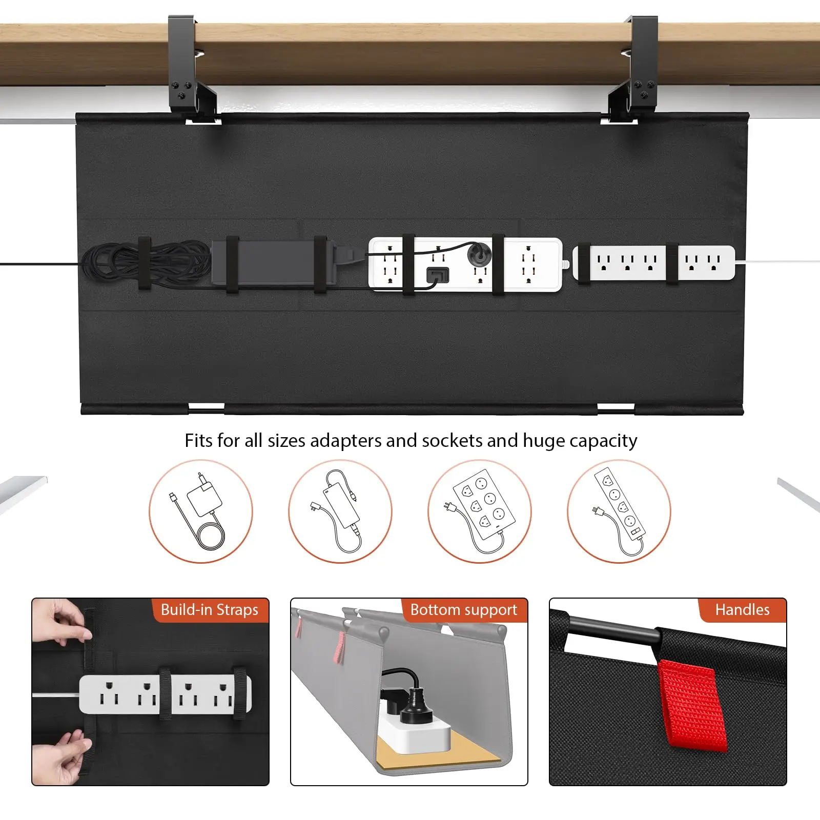 36-inch No Drill Under Desk Cable Management Tray gallery 3