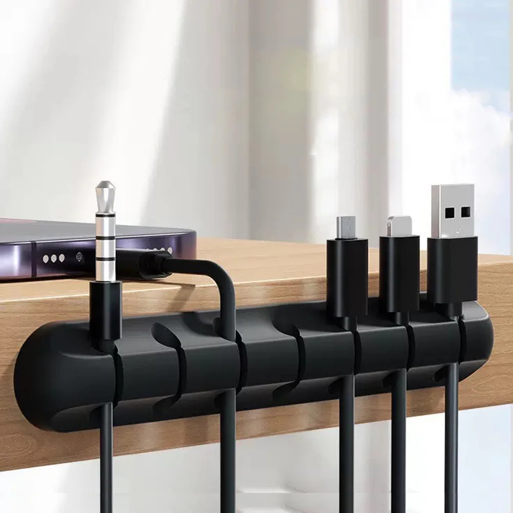 Adhesive Cable Holder Clips Cord Management Wire Organizer for Desktop USB Charging Cable Nightstand Power Cord Mouse Cable gallery 2