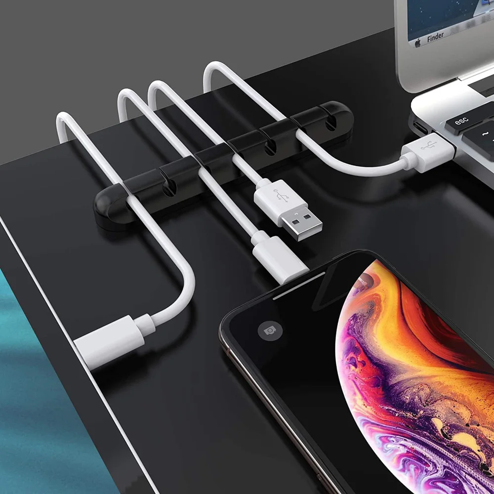 Adhesive Cable Holder Clips Cord Management Wire Organizer for Desktop USB Charging Cable Nightstand Power Cord Mouse Cable gallery 3