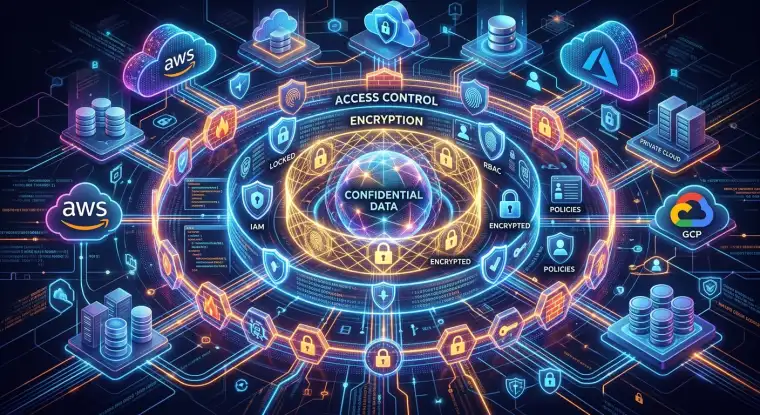 A digital visualization of secure cloud computing and data protection