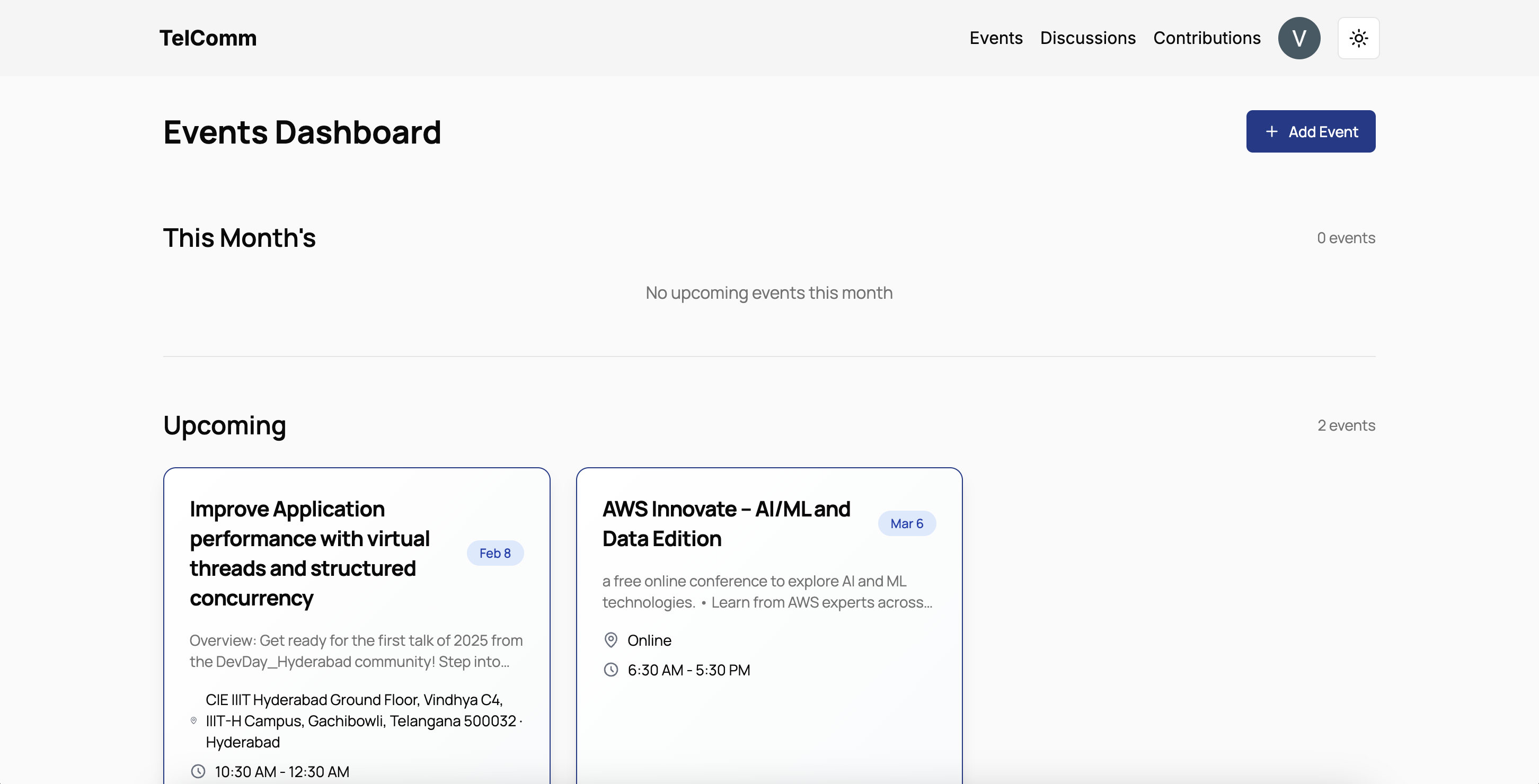 Event Manager Screenshot