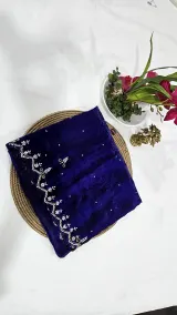 Fendi Fabric with Premium Kolkata Handwork — Navy Blue