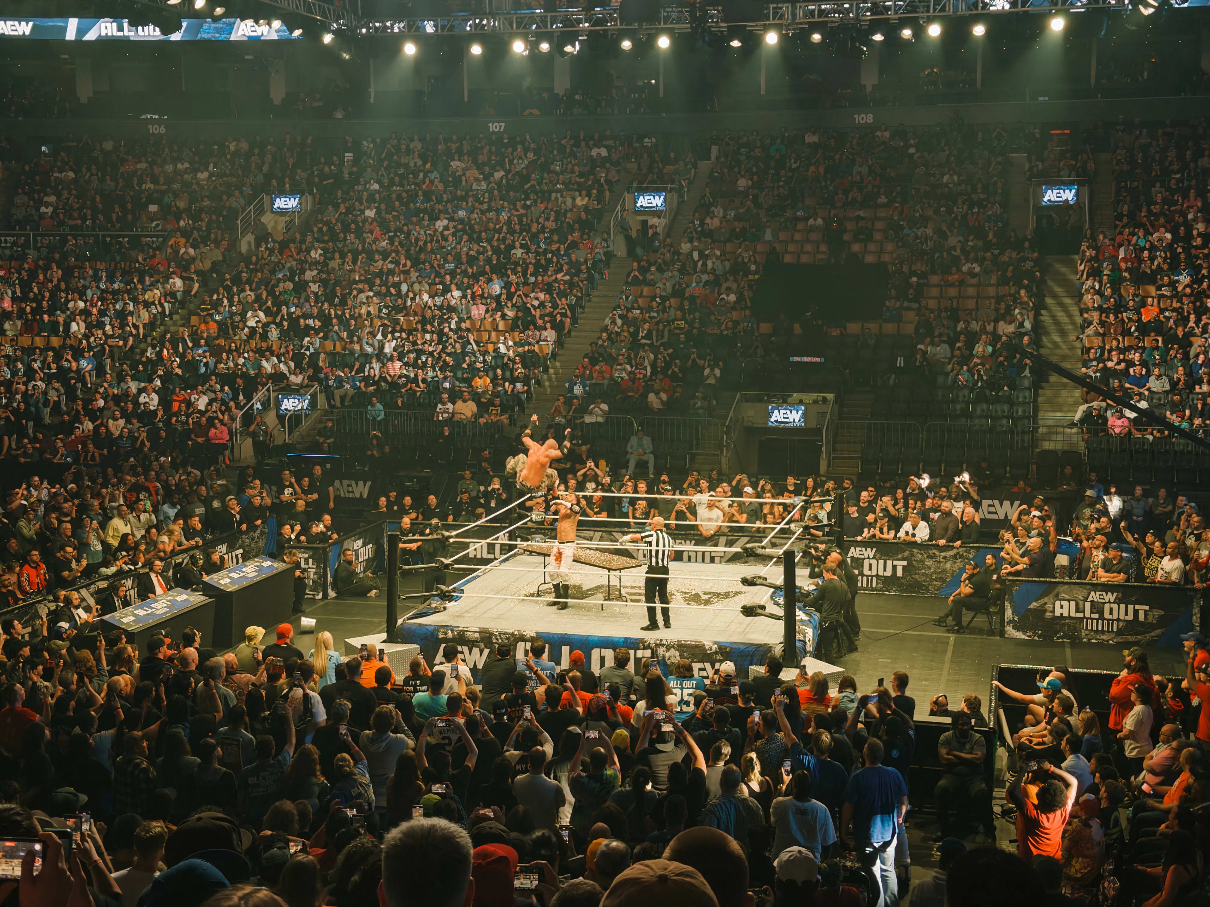 The view from our seats at AEW All Out 2025.