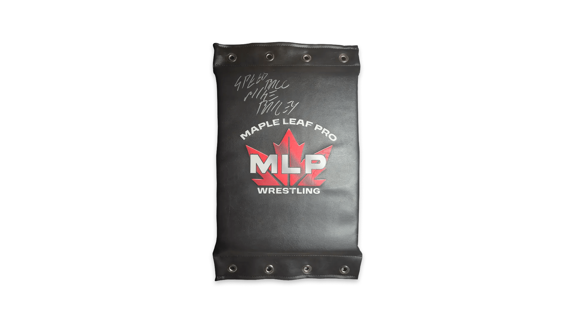 An event used turnbuckle pad from Maple Leaf Pro Wrestling: Northern Rising, signed by “Speedball” Mike Bailey.