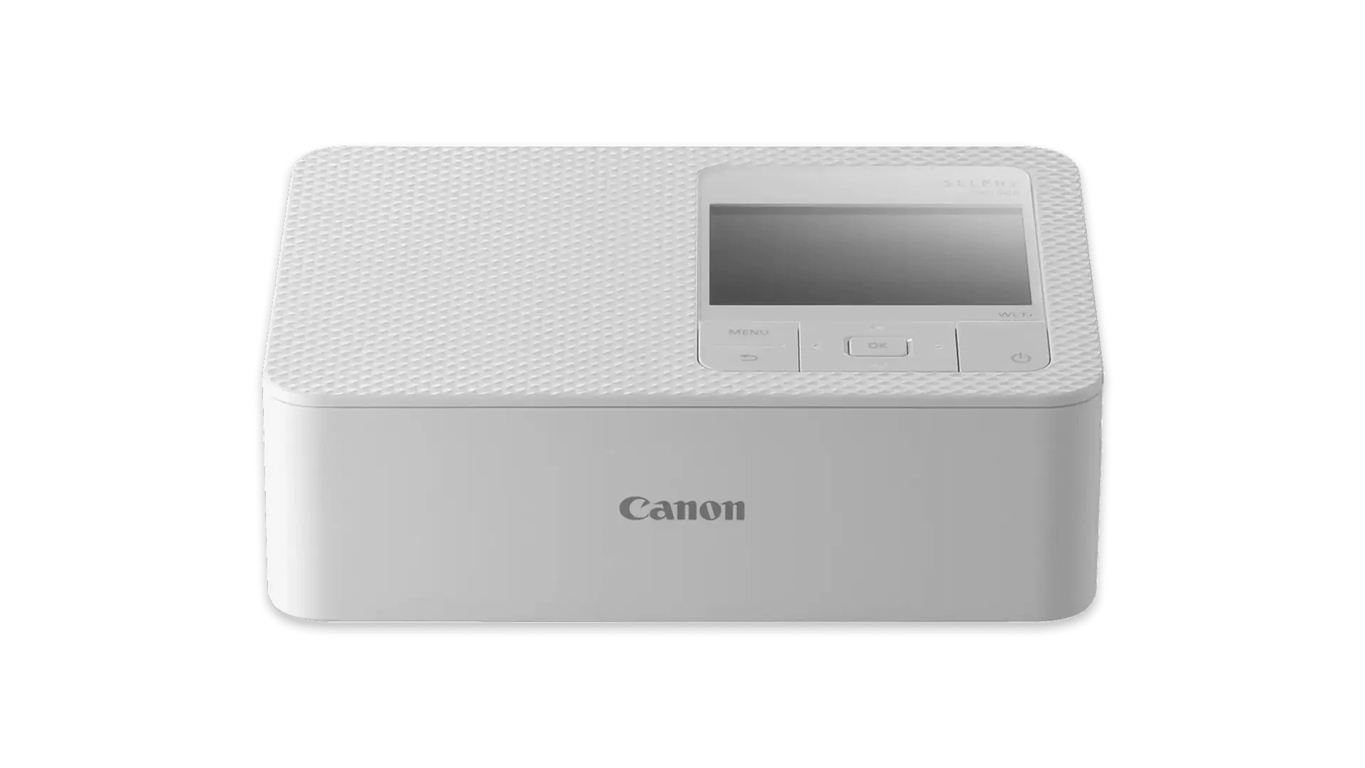 A stock photo of the Canon SELPHY CP1500 Wireless Compact Photo Printer, in white.