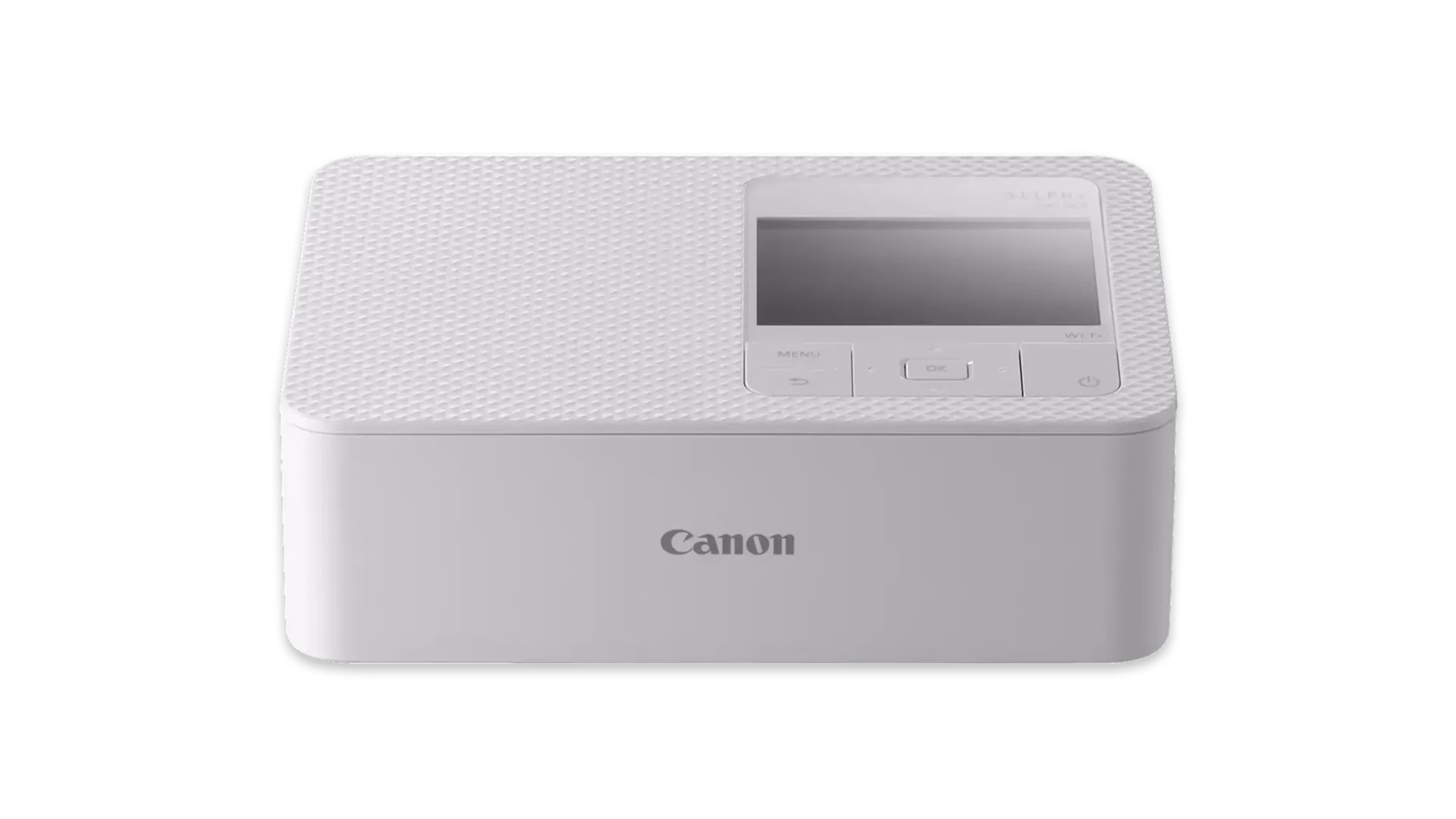 A stock photo of the Canon SELPHY CP1500 Wireless Compact Photo Printer, in white.