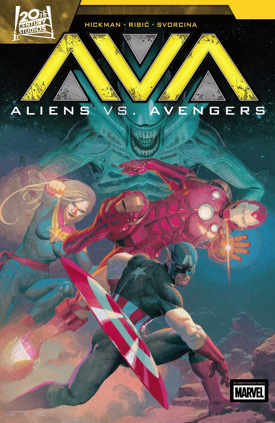 Cover of “Aliens vs. Avengers” by Jonathan Hickman
