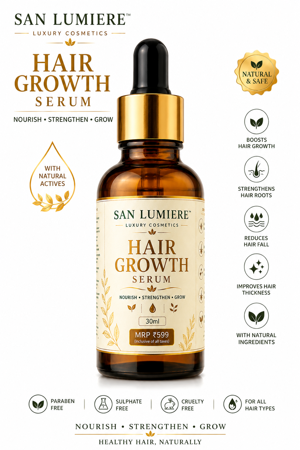 SAN LUMIERE HAIR GROWTH SERUM thumbnail 2, dark luxury skincare photography