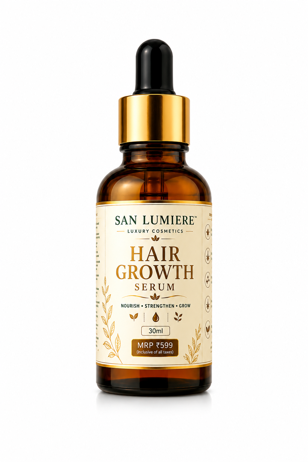SAN LUMIERE HAIR GROWTH SERUM product photo 1, dark atmospheric studio photography