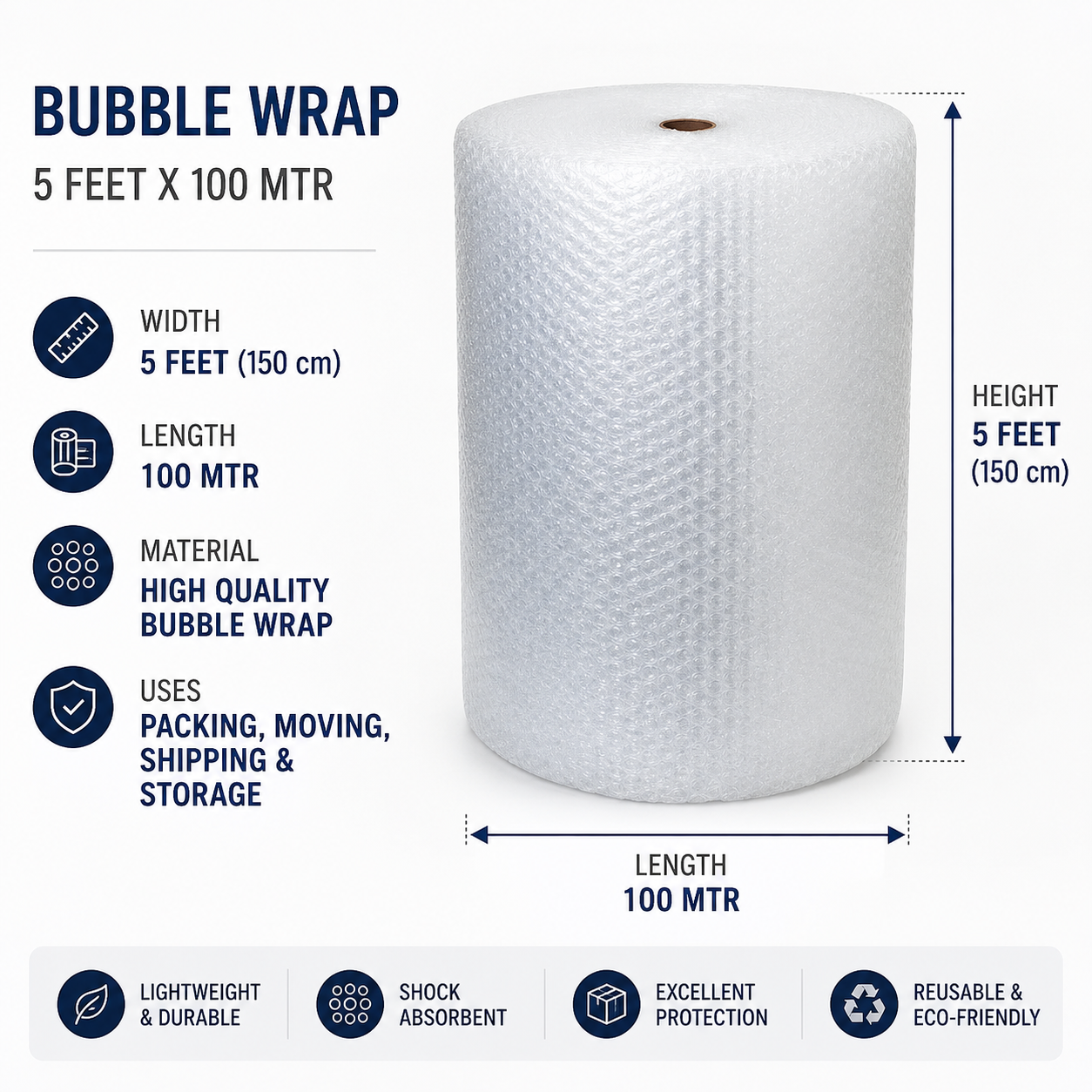 Bubble Wrap Roll 5 feet in width x 100 meters in length. thumbnail 2, dark luxury skincare photography