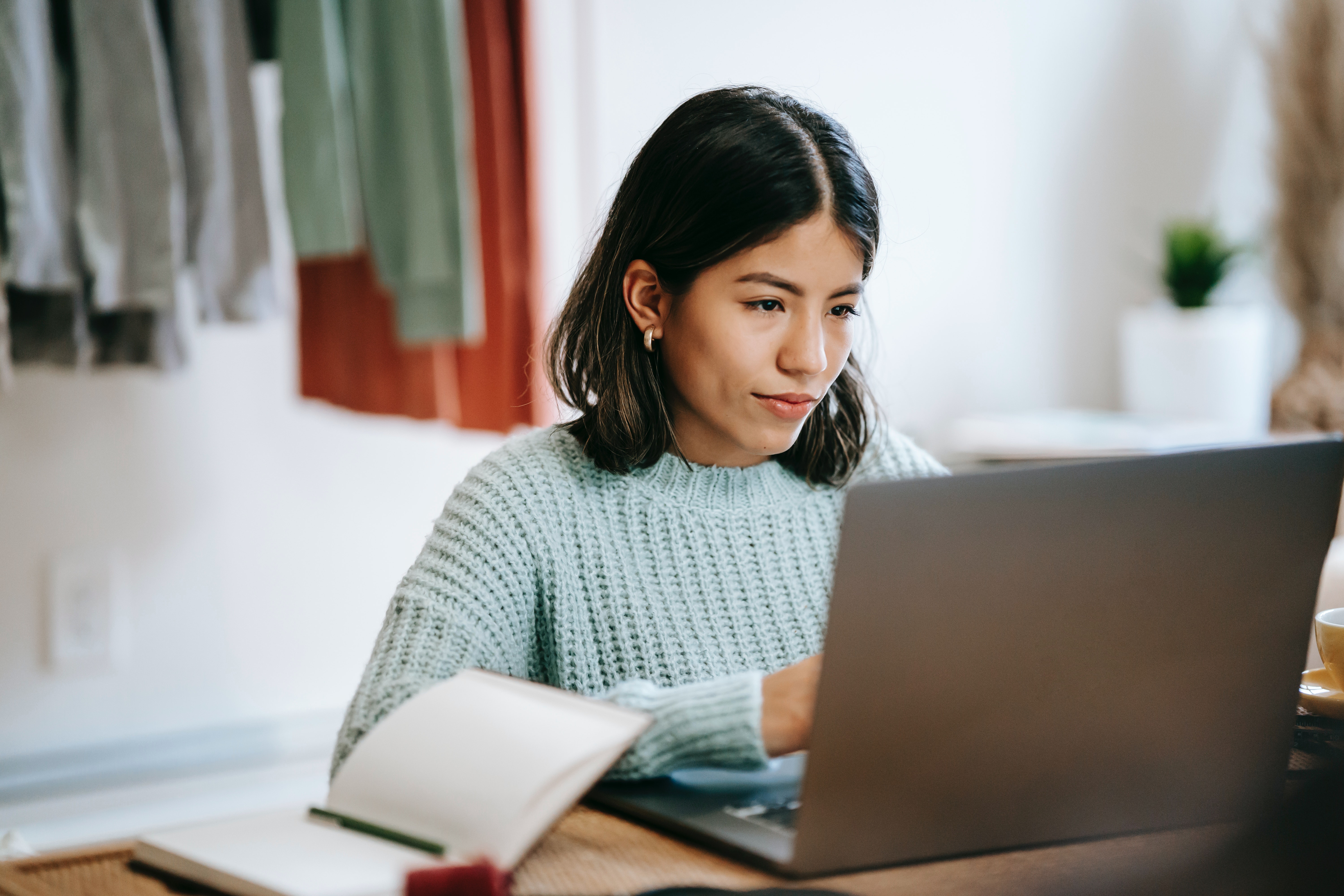 Woman working at a computer