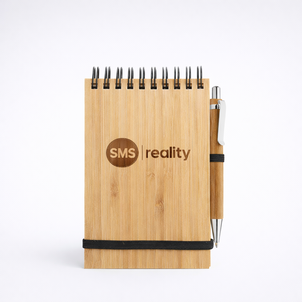 Gravírovaný bambusový notes s perem