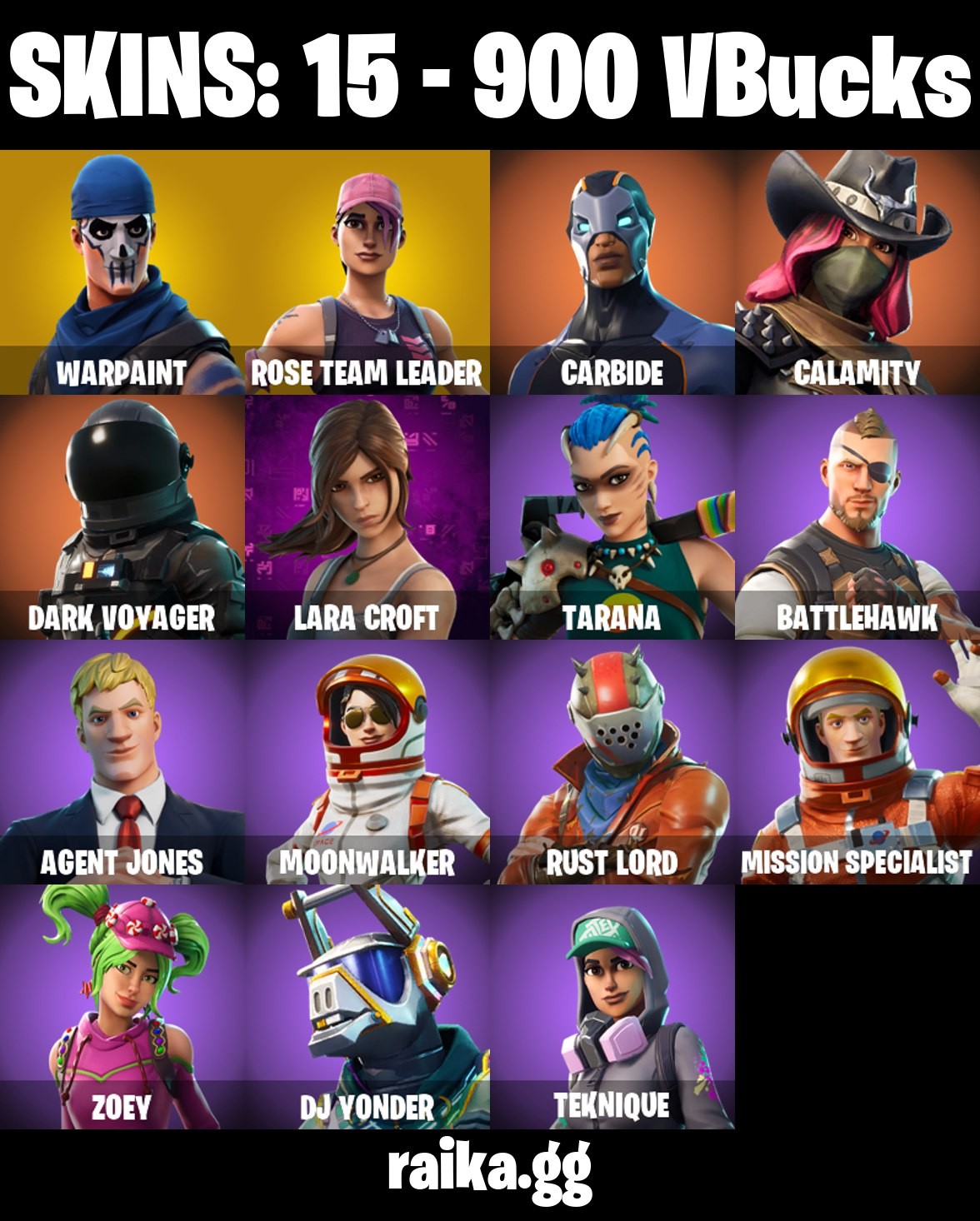 Fortnite Account ( PLAYSTATION / XBOX / PC / MOBILE / NINTENDO ) OG STW, 900 V-BUCKS, TAKE THE L, LARA CROFT (15 Skins)
