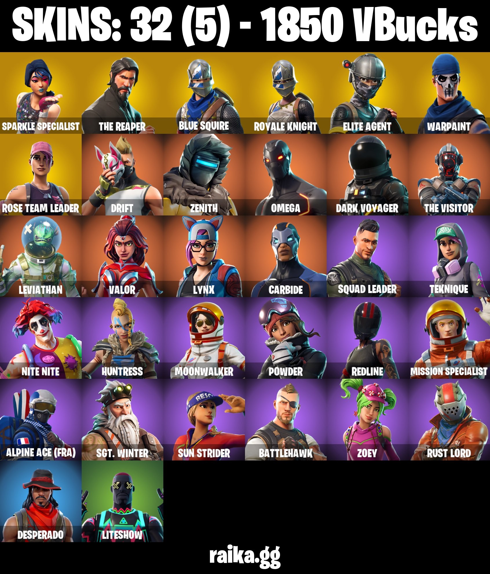 Fortnite Account ( PLAYSTATION / XBOX / PC / MOBILE / NINTENDO ) SPARKLE SPECIALIST, FLOSS, TAKE THE L, ROYALE KNIGHT, BLUE SQUIRE (32 Skins)
