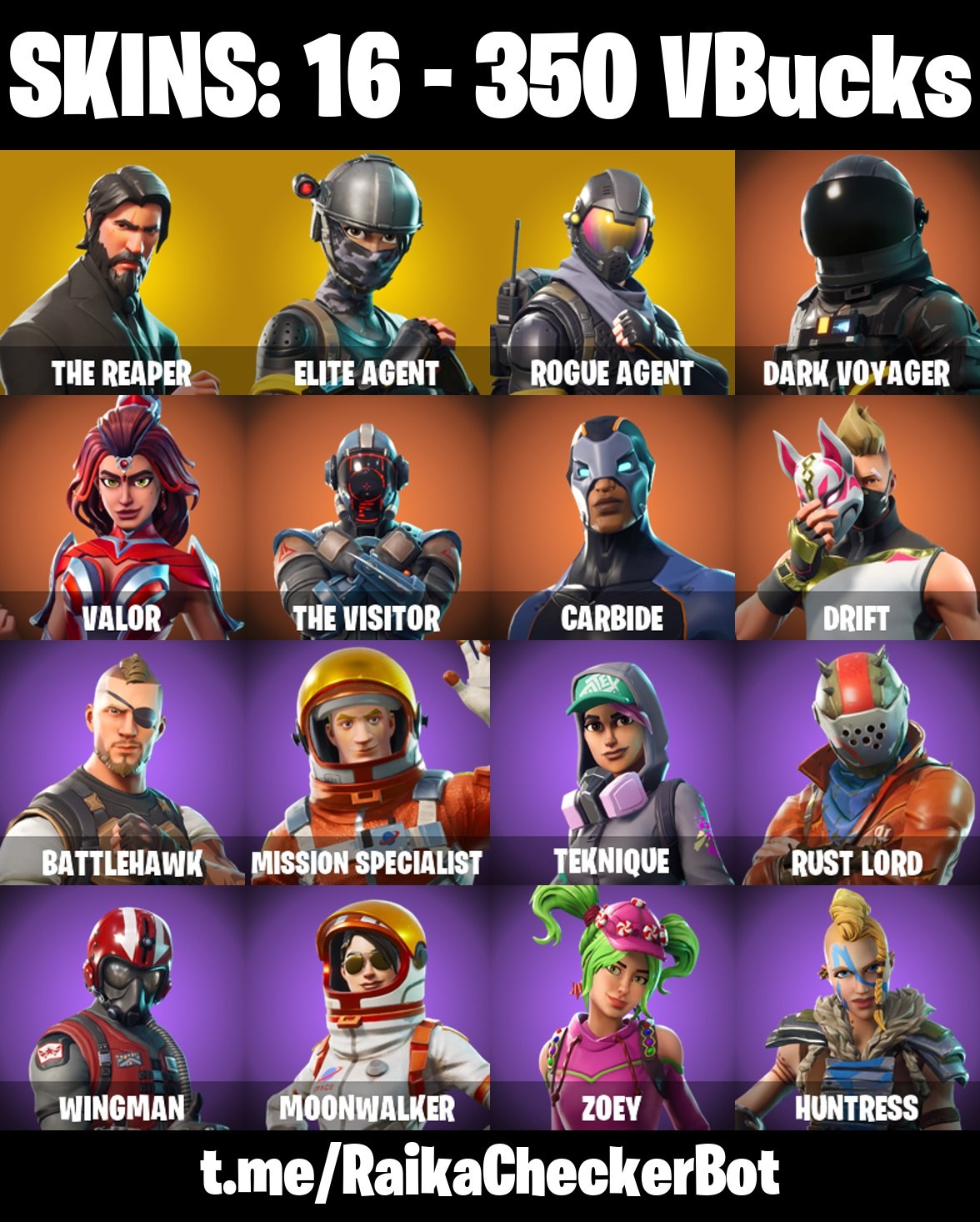 Fortnite Account ( PLAYSTATION / XBOX / PC / MOBILE / NINTENDO ) THE REAPER, TAKE THE L, ROGUE AGENT, ELITE AGENT (16 Skins)