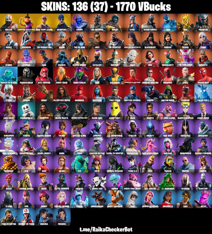 Fortnite Account ( PLAYSTATION / XBOX / PC / MOBILE / NINTENDO ) AXEHAMMER, LEVIATHAN AXE, OG STW, FISHSTICK (WORLD CUP), KRATOS, TAKE THE ELF (136 Skins)