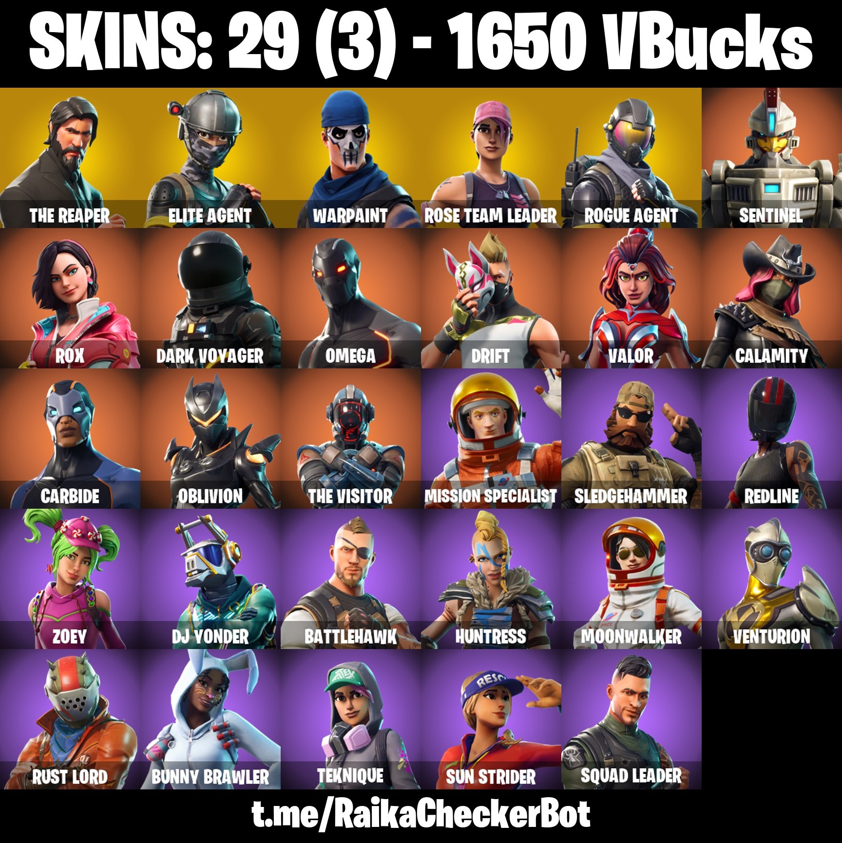 Fortnite Account ( PLAYSTATION / XBOX / PC / MOBILE / NINTENDO ) THE REAPER, TAKE THE L, ROGUE AGENT, OMEGA, OG STW (29 Skins)