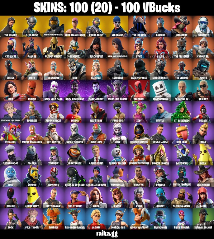 Fortnite Account ( PLAYSTATION / XBOX / PC / MOBILE / NINTENDO ) The Reaper, Take The L, OG STW, Elite Agent (100 Skins)
