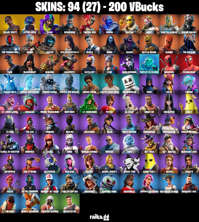 Fortnite Account ( PLAYSTATION / XBOX / PC / MOBILE / NINTENDO ) Travis Scott, Astro Jack, Fresh (94 Skins)