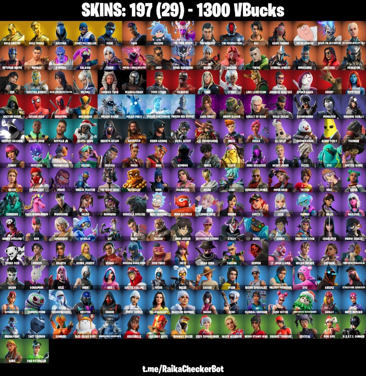 Fortnite Account ( PLAYSTATION / XBOX / PC / MOBILE / NINTENDO ) (Leviathan Axe, Gold Midas, New STW, Candy Axe, 1300 V-Bucks) (197 Skins)