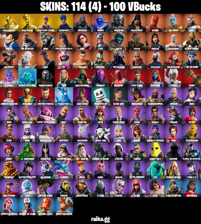 Fortnite Account ( PLAYSTATION / XBOX / PC / MOBILE / NINTENDO ) (Leviathan Axe, OG STW, Gold Midas, Gold Brutus, Take the Elf) (114 Skins)