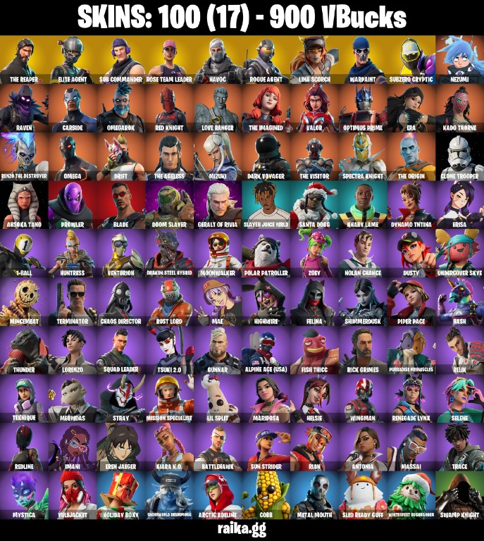 Fortnite Account ( PLAYSTATION / XBOX / PC / MOBILE / NINTENDO ) (The Reaper, Take The L, OG STW, Havoc, Rogue Agent, 900 V-BUCKS) (100 Skins)