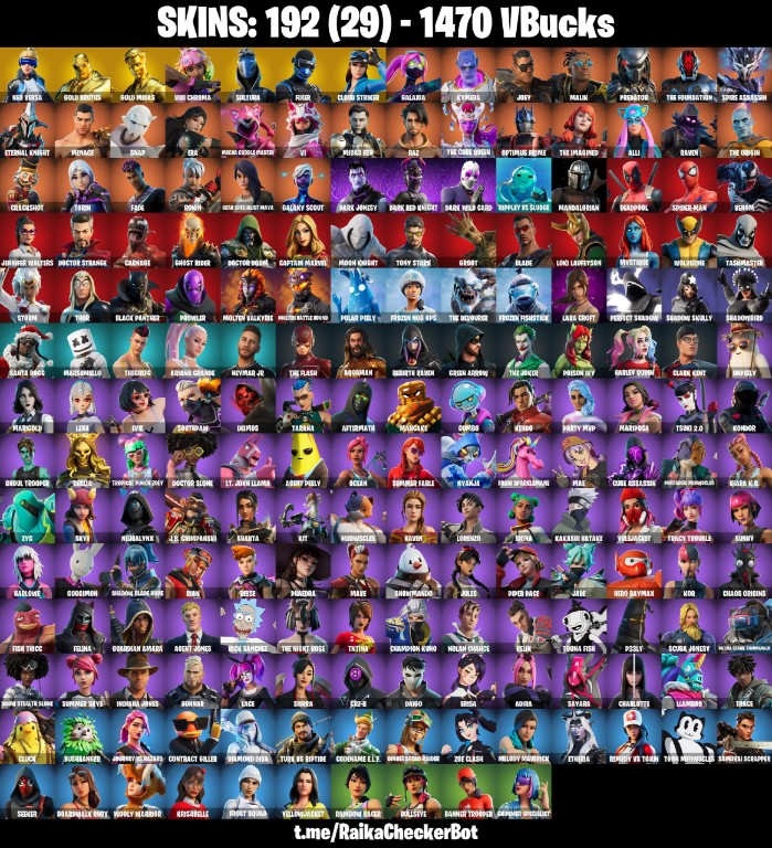 Fortnite Account ( PLAYSTATION / XBOX / PC / MOBILE / NINTENDO ) (New STW, Neo Versa, Gold Midas, Cloud Striker, Galaxy Scout, Ariana Grande, Reaper Axe) (192 Skins)