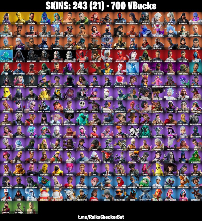 Fortnite Account ( PLAYSTATION / XBOX / PC / MOBILE / NINTENDO ) (Glow, New STW, Gold Midas, John Wick, Peely, Deadpool, Spider-Man) (243 Skins)