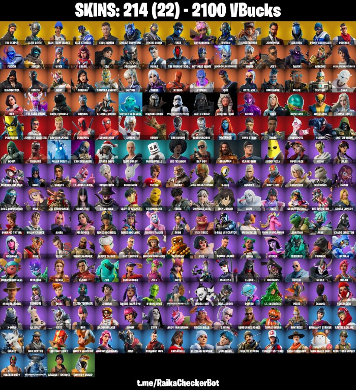 Fortnite Account ( PLAYSTATION / XBOX / PC / MOBILE / NINTENDO ) (The Reaper, Take The L, Rogue Agent, Blue Team Leader, John Wick, Elite Agent) (214 Skins)