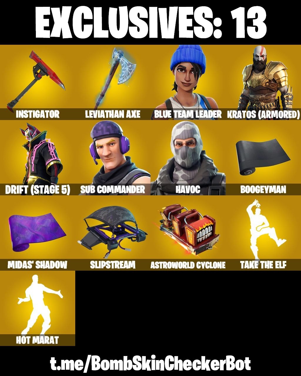 Fortnite Account ( PLAYSTATION / XBOX / PC / MOBILE / NINTENDO ) Leviathan Axe, Kratos (Armored), Havoc, Take The Elf, Sub Commander, Lara Croft (112 Skins)