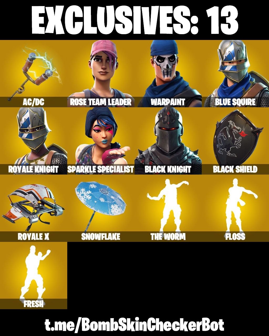 Fortnite Account ( PLAYSTATION / XBOX / PC / MOBILE / NINTENDO ) Black Knight, Floss (8 Skins)