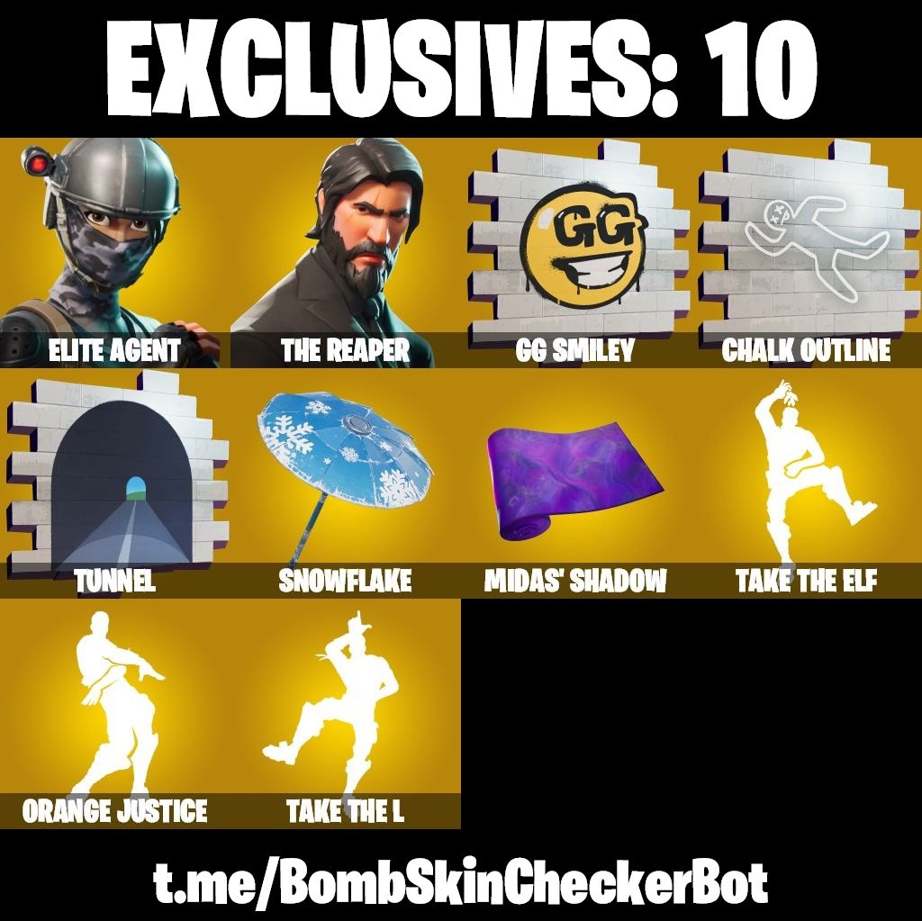 Fortnite Account ( PLAYSTATION / XBOX / PC / MOBILE / NINTENDO ) The Reaper, Elite Agent (13 Skins)