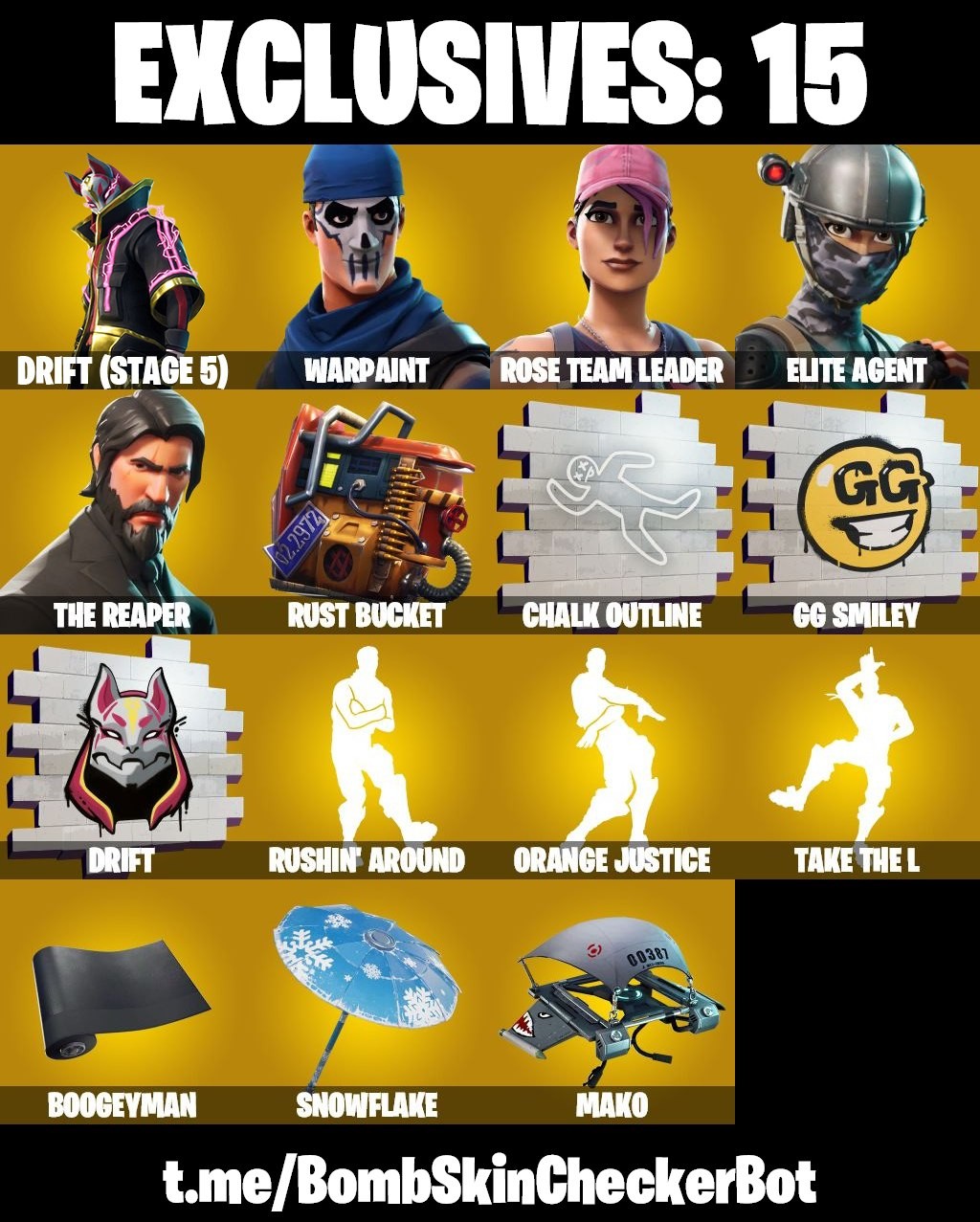 Fortnite Account ( PLAYSTATION / XBOX / PC / MOBILE / NINTENDO ) Take The L, The Reaper, Take The Elf (47 Skins)