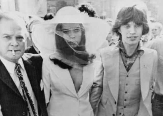 Bianca Jagger & Mick Jagger on their wedding day