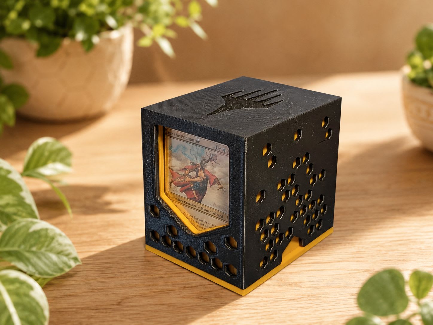 Deck Box Commander Hex — Dual Color con vitrina frontal