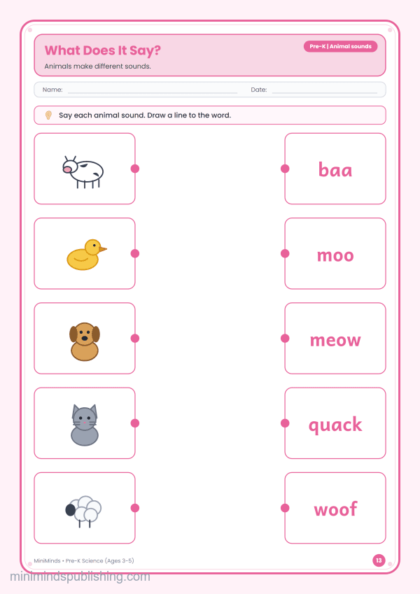 What Does It Say? — free printable Pre-K science worksheet for ages 3-5