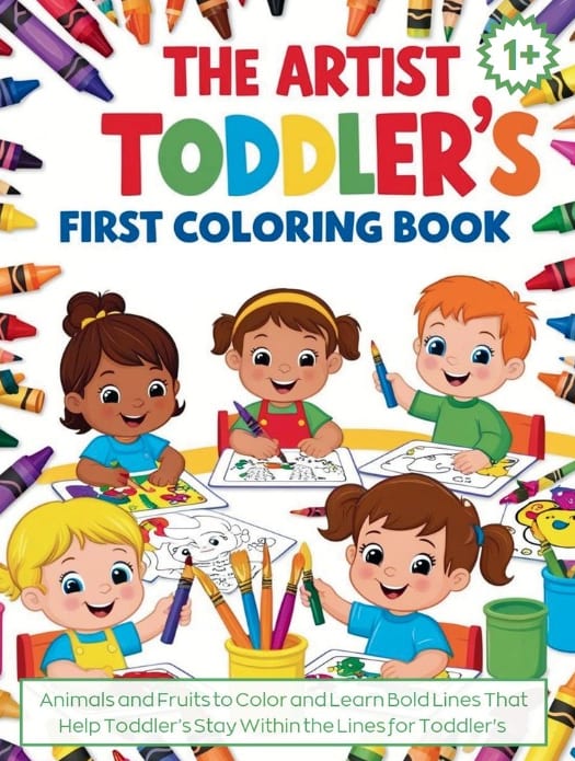 The Artist Todlers First Coloring Ages 1+: Animals and Fruits to Color and Learn Bold Lines That Help Toddler’s Stay Within the Lines for Toddler's Ages 1-3 Paperback