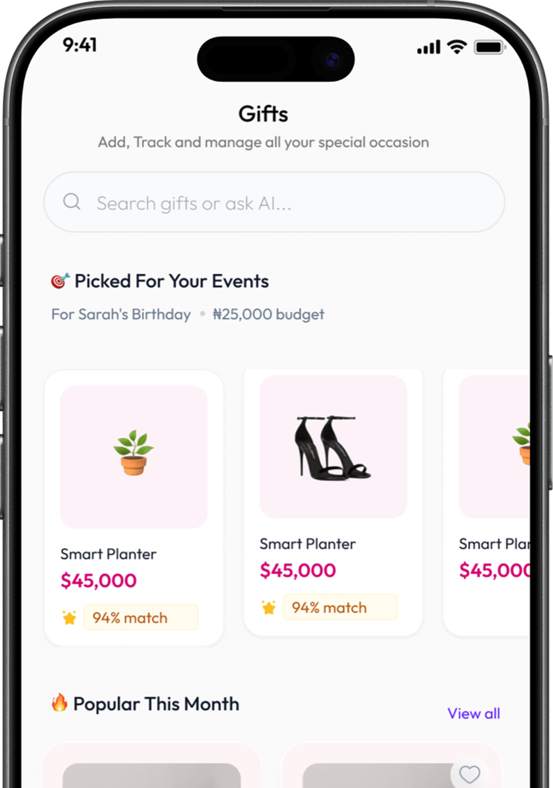 Giftwyz gifting dashboard on smartphone