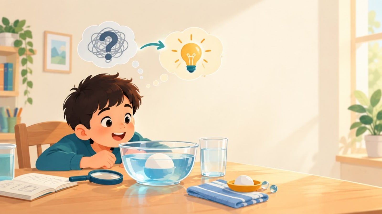 A young learner's sink-or-float experiment, with the shift from a tangled question to a lightbulb moment of science confidence.