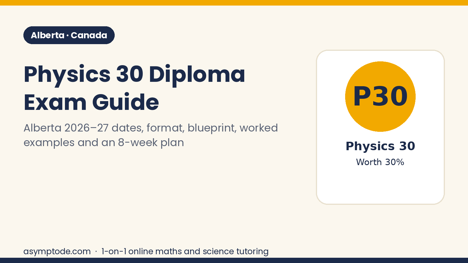 Physics 30 diploma exam guide cover, Alberta 2026-27