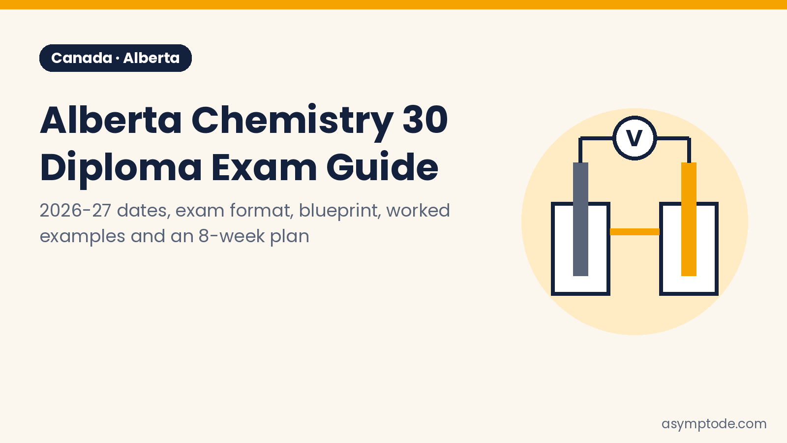 Alberta Chemistry 30 diploma exam guide cover with a voltaic cell icon