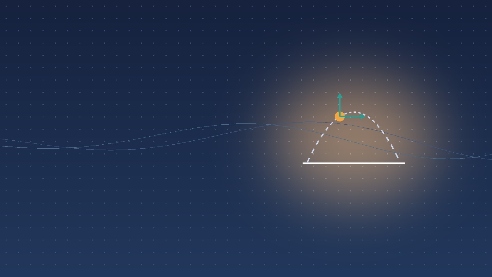 Parabolic path of a projectile showing launch angle, maximum height and range