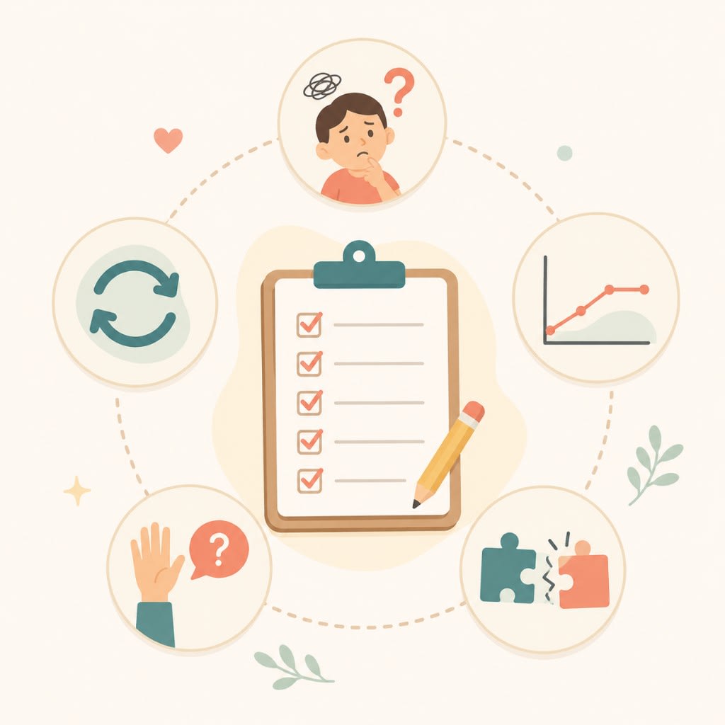 Checklist of red flags that a child using a structured program needs personalized 1:1 tutoring.