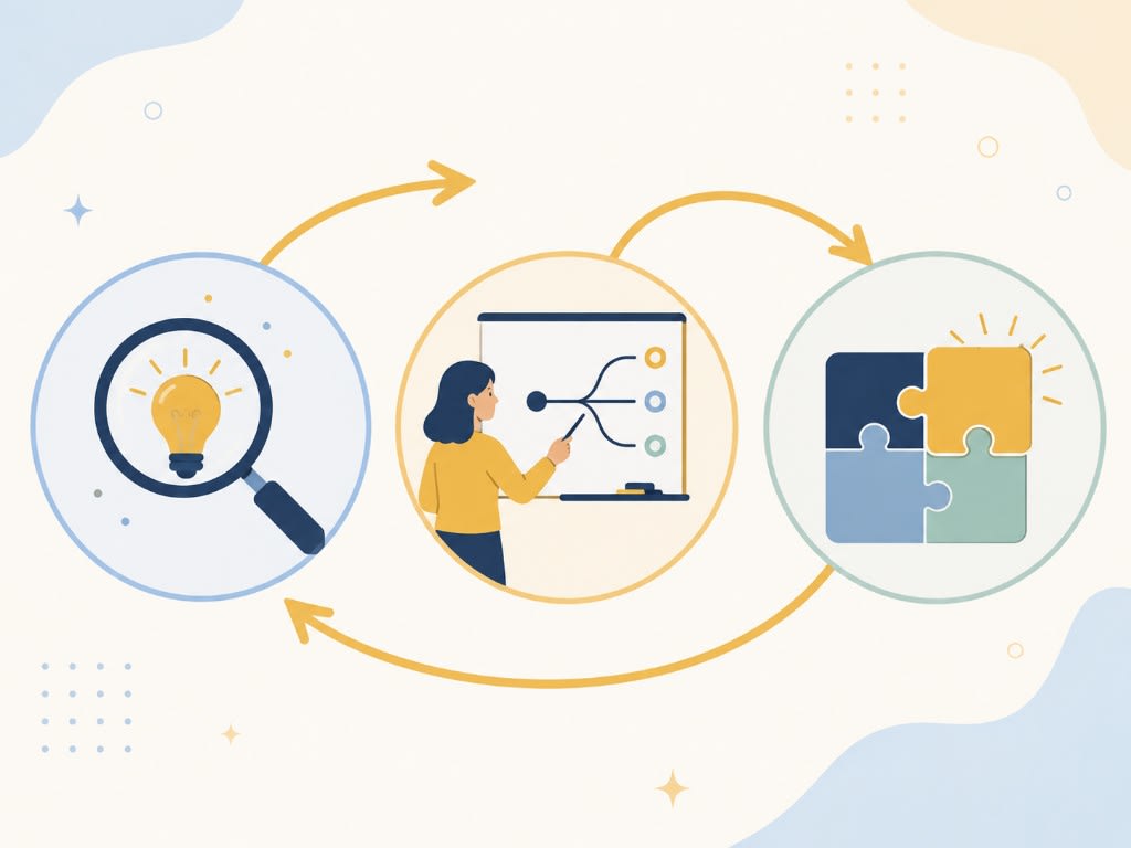 The diagnose, teach, and adapt cycle: find the gap, explain in a way that fits the student, then check that understanding actually clicks.